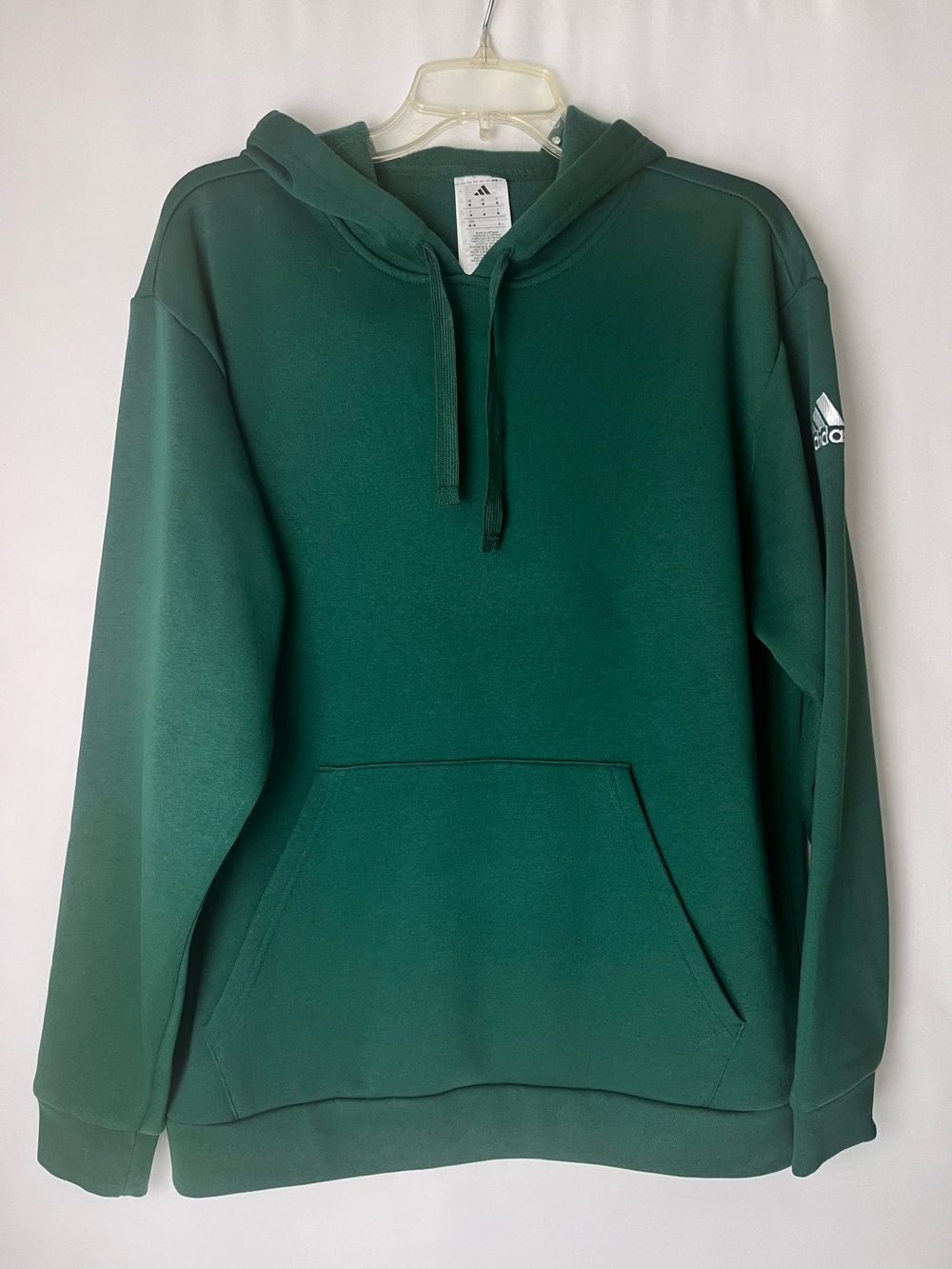 Adidas Men Green Fleece Pullover Hoodie Size Large